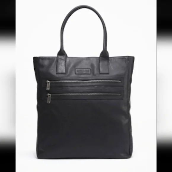 Kenneth Cole REACTION Oversized Leather Tote 🖤 | Unisex Zip-Top Laptop Bag | - Picture 1 of 10